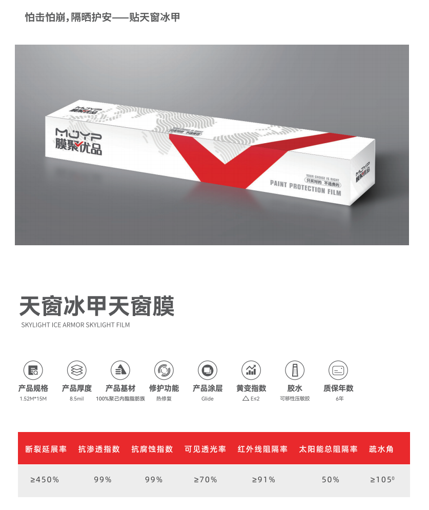 MJYP膜聚优品天窗冰甲天窗膜，官方报价：800元